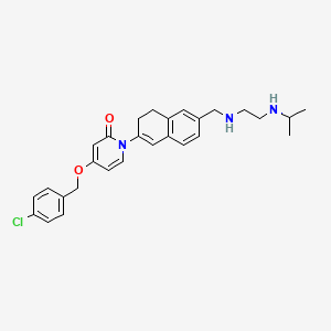 molecular formula C28H32ClN3O2 B10834060 4-[(4-Chlorophenyl)methoxy]-1-[6-[[2-(propan-2-ylamino)ethylamino]methyl]-3,4-dihydronaphthalen-2-yl]pyridin-2-one 