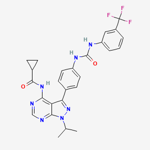 N-[1-propan-2-yl-3-[4-[[3-(trifluoromethyl)phenyl]carbamoylamino]phenyl]pyrazolo[3,4-d]pyrimidin-4-yl]cyclopropanecarboxamide