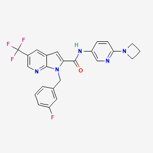 molecular formula C24H19F4N5O B10834267 N-[6-(azetidin-1-yl)pyridin-3-yl]-5-trifluoromethyl-1-(3-fluorobenzyl)-1H-pyrrolo[2,3-b]pyridine-2-carboxamide 