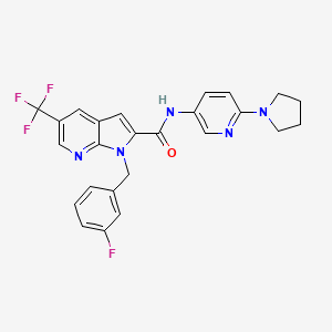 1-[(3-fluorophenyl)methyl]-N-(6-pyrrolidin-1-ylpyridin-3-yl)-5-(trifluoromethyl)pyrrolo[2,3-b]pyridine-2-carboxamide