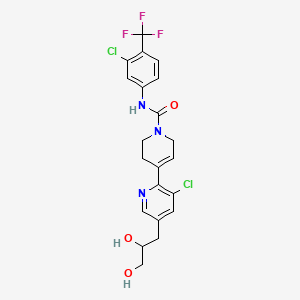 molecular formula C21H20Cl2F3N3O3 B10834316 4-[3-chloro-5-(2,3-dihydroxypropyl)pyridin-2-yl]-N-[3-chloro-4-(trifluoromethyl)phenyl]-3,6-dihydro-2H-pyridine-1-carboxamide 