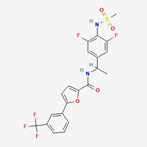 molecular formula C21H17F5N2O4S B10834372 N-[1-[3,5-difluoro-4-(methanesulfonamido)phenyl]ethyl]-5-[3-(trifluoromethyl)phenyl]furan-2-carboxamide 