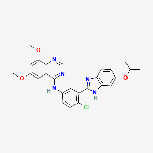 N-[4-chloro-3-(6-propan-2-yloxy-1H-benzimidazol-2-yl)phenyl]-6,8-dimethoxyquinazolin-4-amine