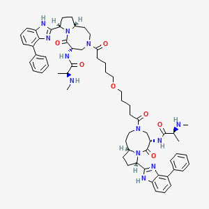 (2S)-N-[(5S,8S,10aR)-3-[5-[5-[(5S,8S,10aR)-5-[[(2S)-2-(methylamino)propanoyl]amino]-6-oxo-8-(4-phenyl-1H-benzimidazol-2-yl)-1,2,4,5,8,9,10,10a-octahydropyrrolo[1,2-a][1,5]diazocin-3-yl]-5-oxopentoxy]pentanoyl]-6-oxo-8-(4-phenyl-1H-benzimidazol-2-yl)-1,2,4,5,8,9,10,10a-octahydropyrrolo[1,2-a][1,5]diazocin-5-yl]-2-(methylamino)propanamide