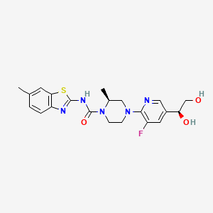 (2S)-4-[5-[(1S)-1,2-dihydroxyethyl]-3-fluoropyridin-2-yl]-2-methyl-N-(6-methyl-1,3-benzothiazol-2-yl)piperazine-1-carboxamide