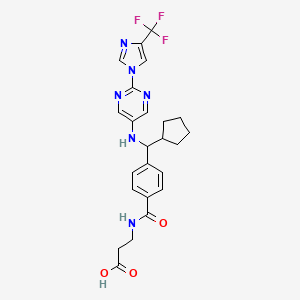 molecular formula C24H25F3N6O3 B10834565 3-[[4-[Cyclopentyl-[[2-[4-(trifluoromethyl)imidazol-1-yl]pyrimidin-5-yl]amino]methyl]benzoyl]amino]propanoic acid 