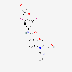 (3S)-N-[3,5-difluoro-4-(1-hydroxy-2-methylpropan-2-yl)oxyphenyl]-3-(hydroxymethyl)-4-(5-methylpyridin-2-yl)-2,3-dihydro-1,4-benzoxazine-8-carboxamide