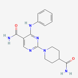 4-Anilino-2-(4-carbamoylpiperidin-1-yl)pyrimidine-5-carboxamide