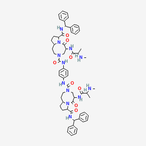 8-N-benzhydryl-3-N-[4-[[8-(benzhydrylcarbamoyl)-5-[2-(methylamino)propanoylamino]-6-oxo-1,2,4,5,8,9,10,10a-octahydropyrrolo[1,2-a][1,5]diazocine-3-carbonyl]amino]phenyl]-5-[2-(methylamino)propanoylamino]-6-oxo-1,2,4,5,8,9,10,10a-octahydropyrrolo[1,2-a][1,5]diazocine-3,8-dicarboxamide