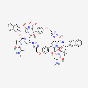 13,16,35,38-Tetrahydroxy-11,33-bis[2-[[1-hydroxy-2-(methylamino)propylidene]amino]-3,3-dimethylbutanoyl]-15,37-bis(naphthalen-2-ylmethyl)-2,24-dioxa-5,6,7,11,14,17,27,28,29,33,36,39-dodecazaheptacyclo[40.2.2.220,23.14,7.126,29.08,12.030,34]pentaconta-1(45),4(50),5,13,16,20,22,26(47),27,35,38,42(46),43,48-tetradecaene-18,40-dicarboxylic acid