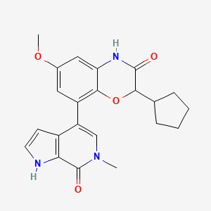 molecular formula C22H23N3O4 B10834788 2-cyclopentyl-6-methoxy-8-(6-methyl-7-oxo-1H-pyrrolo[2,3-c]pyridin-4-yl)-4H-1,4-benzoxazin-3-one 