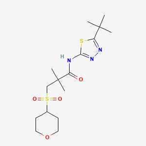 N-(5-tert-butyl-1,3,4-thiadiazol-2-yl)-2,2-dimethyl-3-(oxan-4-ylsulfonyl)propanamide