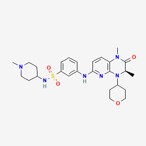 3-[[(3R)-1,3-dimethyl-4-(oxan-4-yl)-2-oxo-3H-pyrido[2,3-b]pyrazin-6-yl]amino]-N-(1-methylpiperidin-4-yl)benzenesulfonamide