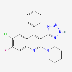 6-Chloro-7-fluoro-4-phenyl-2-(piperidin-1-yl)-3-(2H-tetrazol-5-yl)quinoline