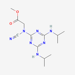 molecular formula C13H21N7O2 B10835063 methyl N-[4,6-bis(propan-2-ylamino)-1,3,5-triazin-2-yl]-N-cyanoglycinate 