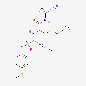 N-(1-cyanocyclopropyl)-3-(cyclopropylmethylsulfanyl)-2-[[1,1-difluoro-1-(4-methylsulfanylphenoxy)pent-3-yn-2-yl]amino]propanamide