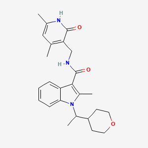 N-[(4,6-dimethyl-2-oxo-1H-pyridin-3-yl)methyl]-2-methyl-1-[1-(oxan-4-yl)ethyl]indole-3-carboxamide