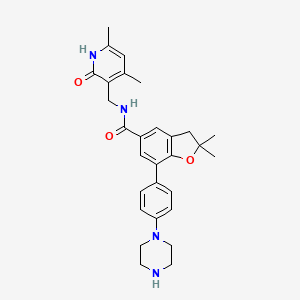 N-[(4,6-dimethyl-2-oxo-1H-pyridin-3-yl)methyl]-2,2-dimethyl-7-(4-piperazin-1-ylphenyl)-3H-1-benzofuran-5-carboxamide