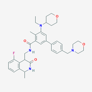 3-[ethyl(oxan-4-yl)amino]-N-[(5-fluoro-1-methyl-3-oxo-2,4-dihydro-1H-isoquinolin-4-yl)methyl]-2-methyl-5-[4-(morpholin-4-ylmethyl)phenyl]benzamide