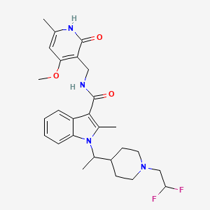 1-[1-[1-(2,2-difluoroethyl)piperidin-4-yl]ethyl]-N-[(4-methoxy-6-methyl-2-oxo-1H-pyridin-3-yl)methyl]-2-methylindole-3-carboxamide