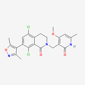 5,8-dichloro-7-(3,5-dimethyl-1,2-oxazol-4-yl)-2-[(4-methoxy-6-methyl-2-oxo-1H-pyridin-3-yl)methyl]-3,4-dihydroisoquinolin-1-one