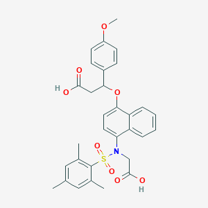 3-[4-[Carboxymethyl-(2,4,6-trimethylphenyl)sulfonylamino]naphthalen-1-yl]oxy-3-(4-methoxyphenyl)propanoic acid