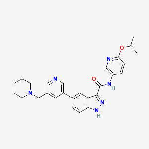 5-[5-(piperidin-1-ylmethyl)pyridin-3-yl]-N-(6-propan-2-yloxypyridin-3-yl)-1H-indazole-3-carboxamide