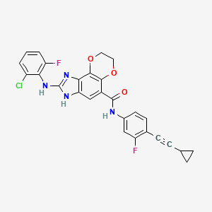 2-(2-chloro-6-fluoroanilino)-N-[4-(2-cyclopropylethynyl)-3-fluorophenyl]-7,8-dihydro-3H-[1,4]dioxino[2,3-e]benzimidazole-5-carboxamide