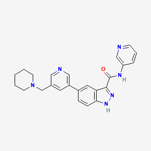 molecular formula C24H24N6O B10835284 5-[5-(piperidin-1-ylmethyl)pyridin-3-yl]-N-pyridin-3-yl-1H-indazole-3-carboxamide 