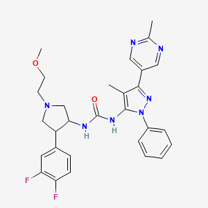 1-[4-(3,4-Difluorophenyl)-1-(2-methoxyethyl)pyrrolidin-3-yl]-3-[4-methyl-5-(2-methylpyrimidin-5-yl)-2-phenylpyrazol-3-yl]urea