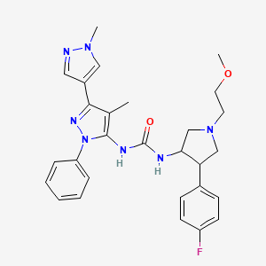 1-[4-(4-Fluorophenyl)-1-(2-methoxyethyl)pyrrolidin-3-yl]-3-[4-methyl-5-(1-methylpyrazol-4-yl)-2-phenylpyrazol-3-yl]urea