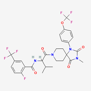 2-fluoro-N-[3-methyl-1-[3-methyl-2,4-dioxo-1-[4-(trifluoromethoxy)phenyl]-1,3,8-triazaspiro[4.5]decan-8-yl]-1-oxobutan-2-yl]-5-(trifluoromethyl)benzamide