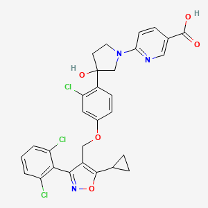 6-[3-[2-Chloro-4-[[5-cyclopropyl-3-(2,6-dichlorophenyl)-1,2-oxazol-4-yl]methoxy]phenyl]-3-hydroxypyrrolidin-1-yl]pyridine-3-carboxylic acid