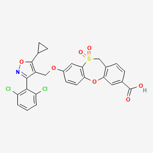 3-[[5-cyclopropyl-3-(2,6-dichlorophenyl)-1,2-oxazol-4-yl]methoxy]-5,5-dioxo-6H-benzo[b][1,5]benzoxathiepine-9-carboxylic acid