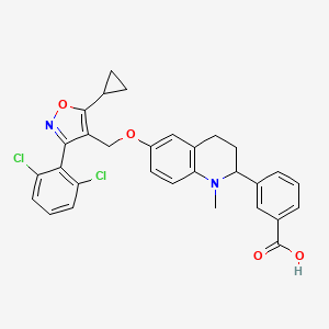 3-[6-[[5-cyclopropyl-3-(2,6-dichlorophenyl)-1,2-oxazol-4-yl]methoxy]-1-methyl-3,4-dihydro-2H-quinolin-2-yl]benzoic acid