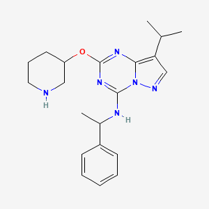 N-(1-phenylethyl)-2-piperidin-3-yloxy-8-propan-2-ylpyrazolo[1,5-a][1,3,5]triazin-4-amine