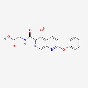 2-(5-Hydroxy-8-methyl-2-phenoxy-1,7-naphthyridine-6-formamido) acetic acid