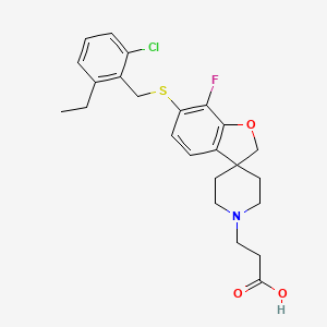 3-[6-[(2-chloro-6-ethylphenyl)methylsulfanyl]-7-fluorospiro[2H-1-benzofuran-3,4'-piperidine]-1'-yl]propanoic acid