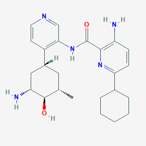 molecular formula C24H33N5O2 B10836694 3-amino-N-[4-[(1R,3R,4R,5S)-3-amino-4-hydroxy-5-methylcyclohexyl]pyridin-3-yl]-6-cyclohexylpyridine-2-carboxamide 