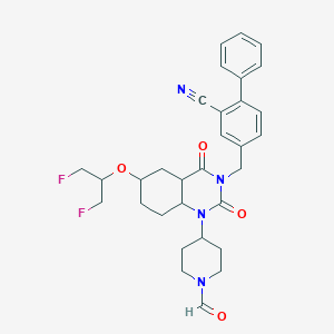 5-[[6-(1,3-Difluoropropan-2-yloxy)-1-(1-formylpiperidin-4-yl)-2,4-dioxo-4a,5,6,7,8,8a-hexahydroquinazolin-3-yl]methyl]-2-phenylbenzonitrile