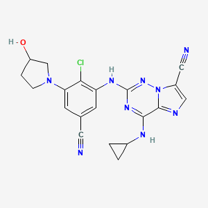 2-[2-Chloro-5-cyano-3-(3-hydroxypyrrolidin-1-yl)anilino]-4-(cyclopropylamino)imidazo[2,1-f][1,2,4]triazine-7-carbonitrile