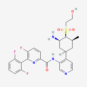 molecular formula C26H27F3N4O4S B10836877 N-(4-((1R,3R,4S,5S)-3-amino-4-(2-hydroxyethylsulfonyl)-5-methylcyclohexyl)pyridin-3-yl)-6-(2,6-difluorophenyl)-5-fluoropicolinamide 