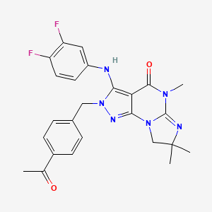 4-[(4-Acetylphenyl)methyl]-5-(3,4-difluoroanilino)-8,11,11-trimethyl-1,3,4,8,10-pentazatricyclo[7.3.0.02,6]dodeca-2,5,9-trien-7-one