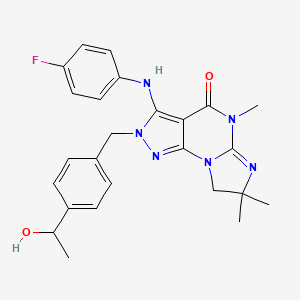 5-(4-Fluoroanilino)-4-[[4-(1-hydroxyethyl)phenyl]methyl]-8,11,11-trimethyl-1,3,4,8,10-pentazatricyclo[7.3.0.02,6]dodeca-2,5,9-trien-7-one