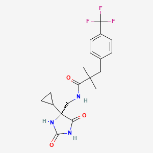 N-[[(4R)-4-cyclopropyl-2,5-dioxoimidazolidin-4-yl]methyl]-2,2-dimethyl-3-[4-(trifluoromethyl)phenyl]propanamide