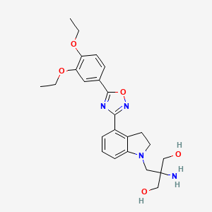 molecular formula C24H30N4O5 B10836965 2-Amino-2-((4-(5-(3,4-diethoxyphenyl)-1,2,4-oxadiazol-3-yl)indolin-1-yl)methyl)propane-1,3-diol 