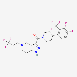 molecular formula C22H22F8N4O B10837087 [4-[3,4-Difluoro-2-(trifluoromethyl)phenyl]piperidin-1-yl]-[5-(3,3,3-trifluoropropyl)-1,4,6,7-tetrahydropyrazolo[4,3-c]pyridin-3-yl]methanone 