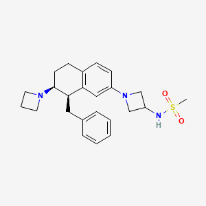 molecular formula C24H31N3O2S B10837120 N-[1-[(7S,8R)-7-(azetidin-1-yl)-8-benzyl-5,6,7,8-tetrahydronaphthalen-2-yl]azetidin-3-yl]methanesulfonamide 