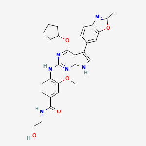 4-(4-(cyclopentyloxy)-5-(2-methylbenzo[d]oxazol-6-yl)-7H-pyrrolo[2,3-d]pyrimidin-2-ylamino)-N-(2-hydroxyethyl)-3-methoxybenzamide