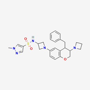 Cis-N-(1-(3-(azetidin-1-yl)-4-benzylchroman-6-yl)azetidin-3-yl)-1-methyl-1H-pyrazole-4-sulfonamide